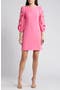 Eyelet Sleeve Crepe Shift Dress