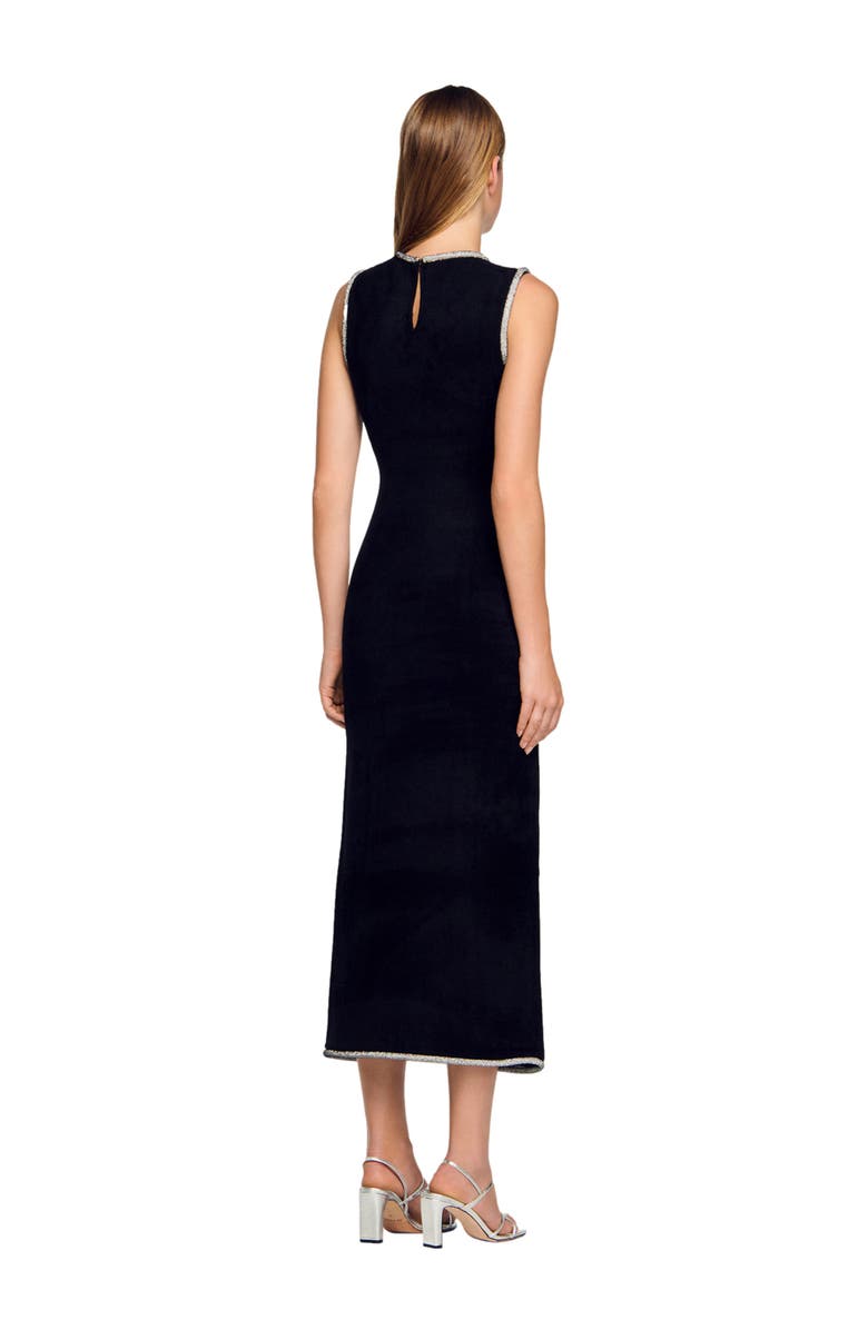 SANDRO Rhinestone slit maxi dress, Alternate, color, Black