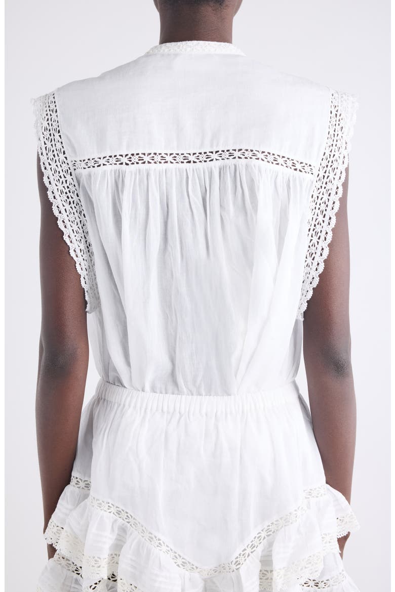 Gresia Crochet Accent Cotton Button-Up Shirt, Alternate, color, WHITE