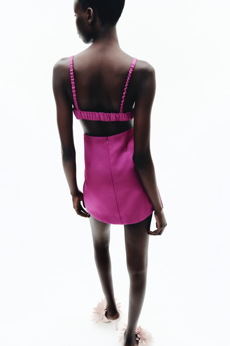 Low-Back Satin Dress, Alternate, color, Bright purple