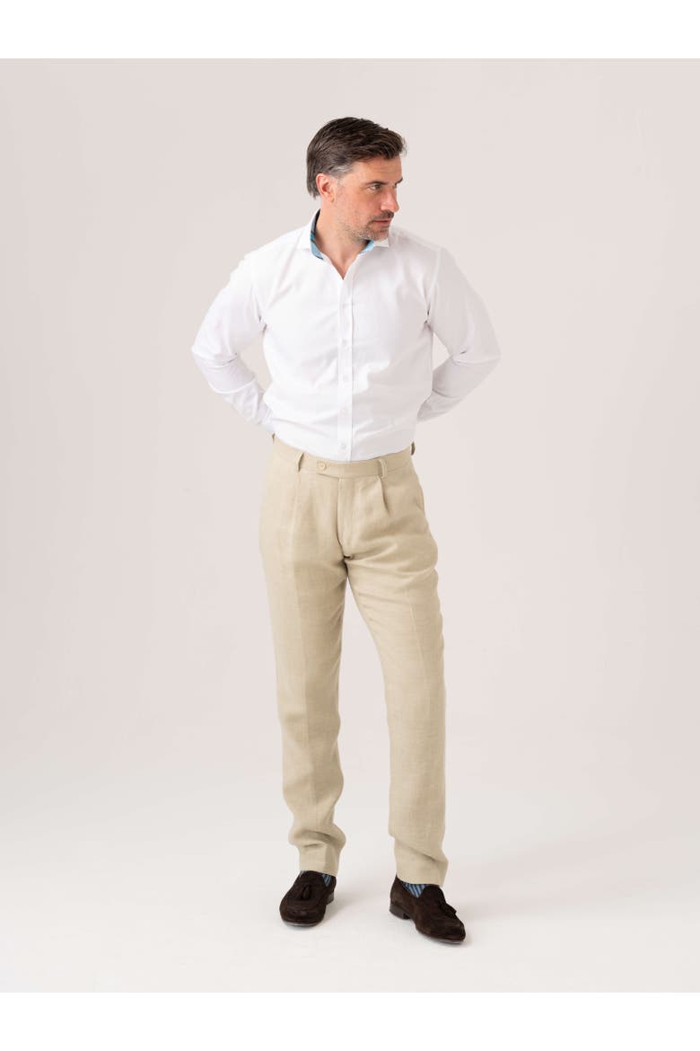 Linen Blend Trousers, Alternate, color, Beige