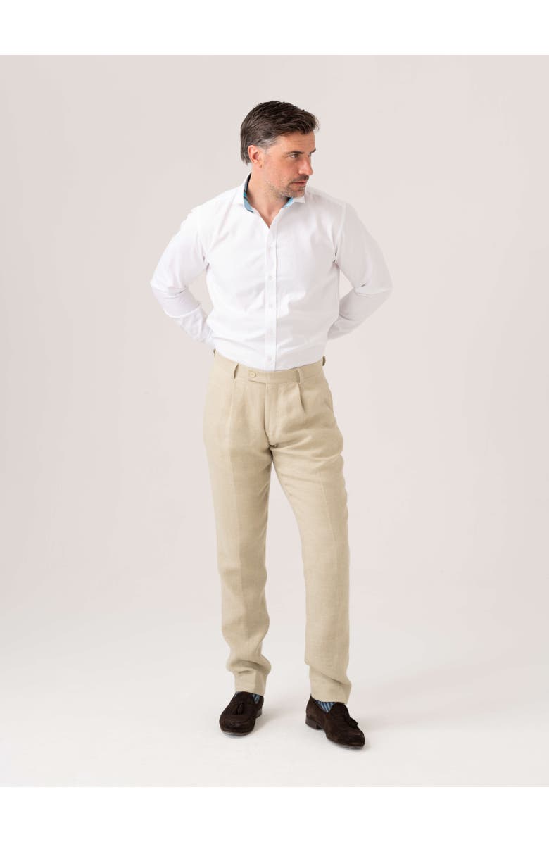 Koy Clothing Linen Wool Silk Blend Trousers, Alternate, color, Beige