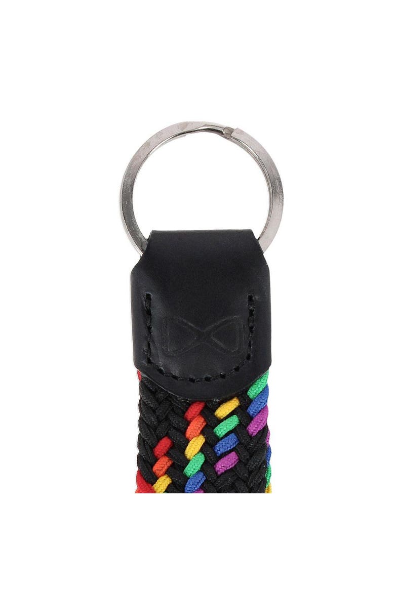 Augusta 25mm Leather & Braided Webbing Keychain, Alternate, color, Black