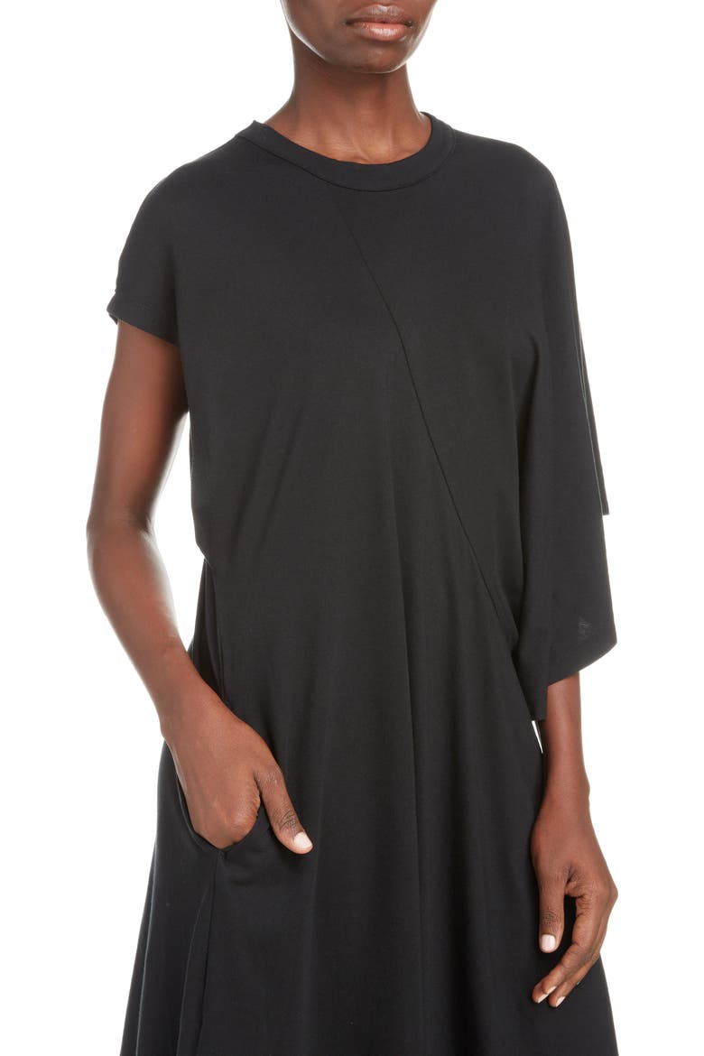 Cinched Shoulder Dress, Alternate, color, BLACK