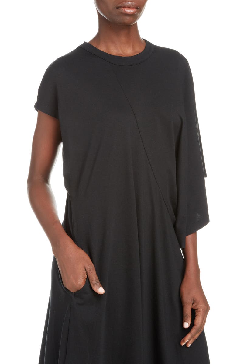 Y's by Yohji Yamamoto Cinched Shoulder Dress, Alternate, color, 