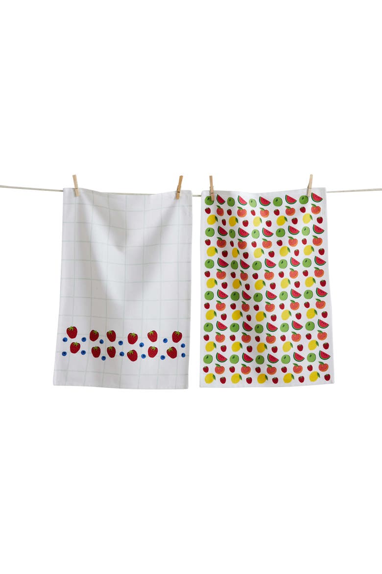 Fresh Pick Dishtowel Set/2 Multi Cotton Summer, Main, color, White