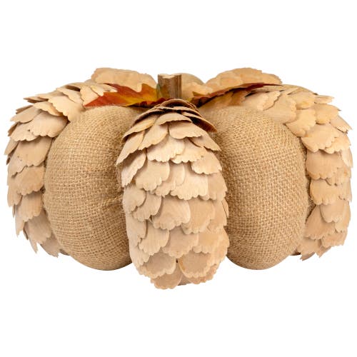 Northlight Fall Harvest Burlap And Pine Cone Pumpkin Decoration In Brown