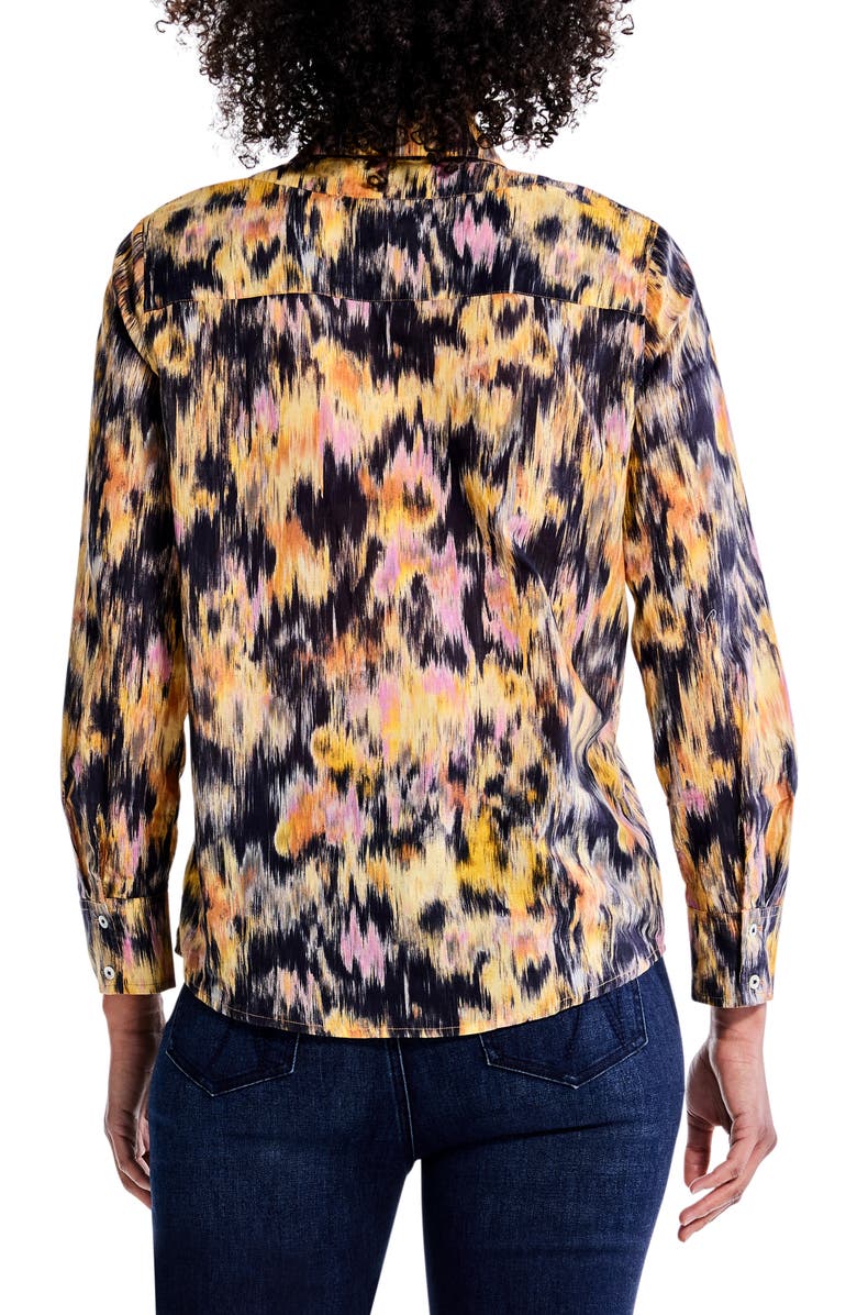 NIC+ZOE Dreamy Refined Floral Ruffle Cotton Button-Up Shirt, Alternate, color,