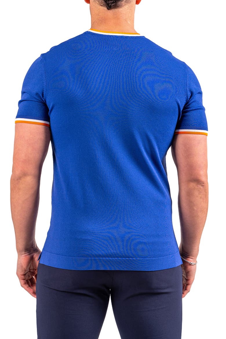 Tipped Short Sleeve Sweater, Alternate, color, BLUE