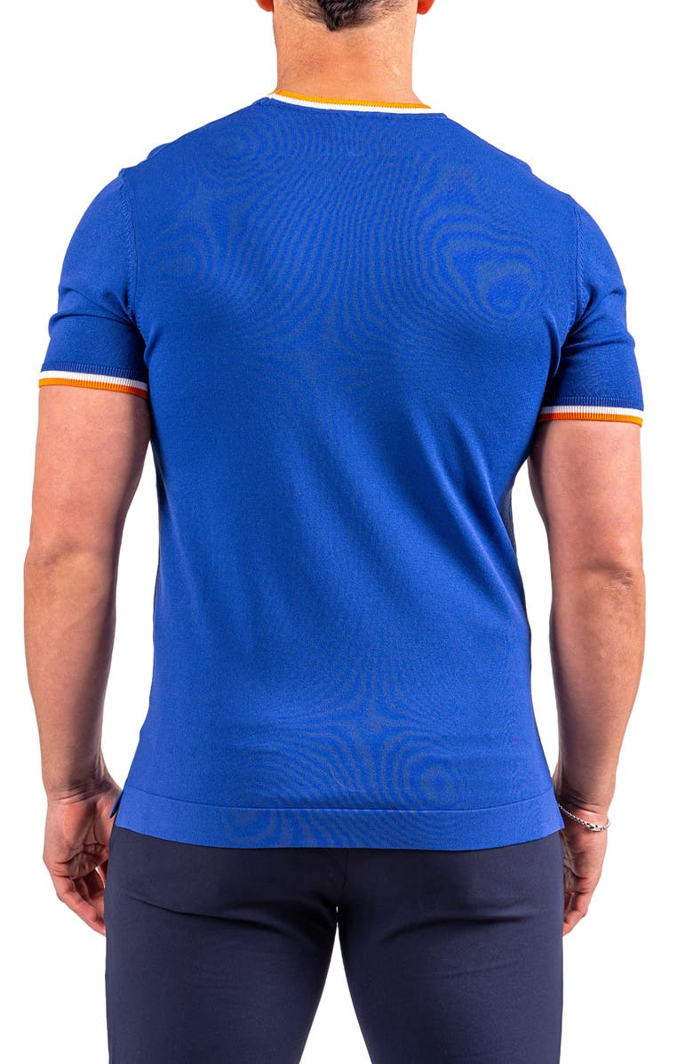 Maceoo Tipped Short Sleeve Sweater, Alternate, color, Blue