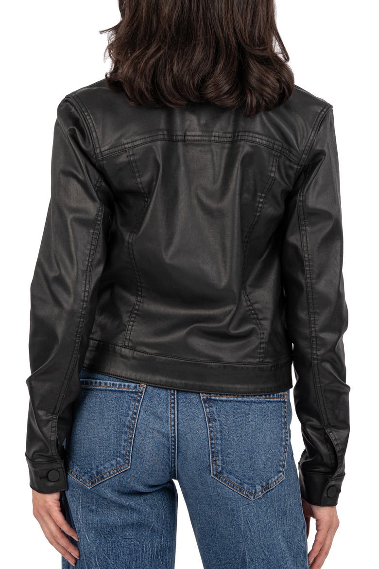 Julia Coated Crop Denim Trucker Jacket, Alternate, color, BLACK JM