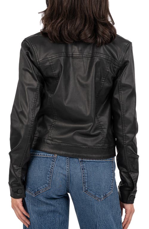 Kut From The Kloth Julia Coated Crop Denim Trucker Jacket In Black