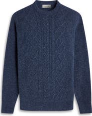 Bugatchi Cable Stitch Crewneck Wool Blend Sweater