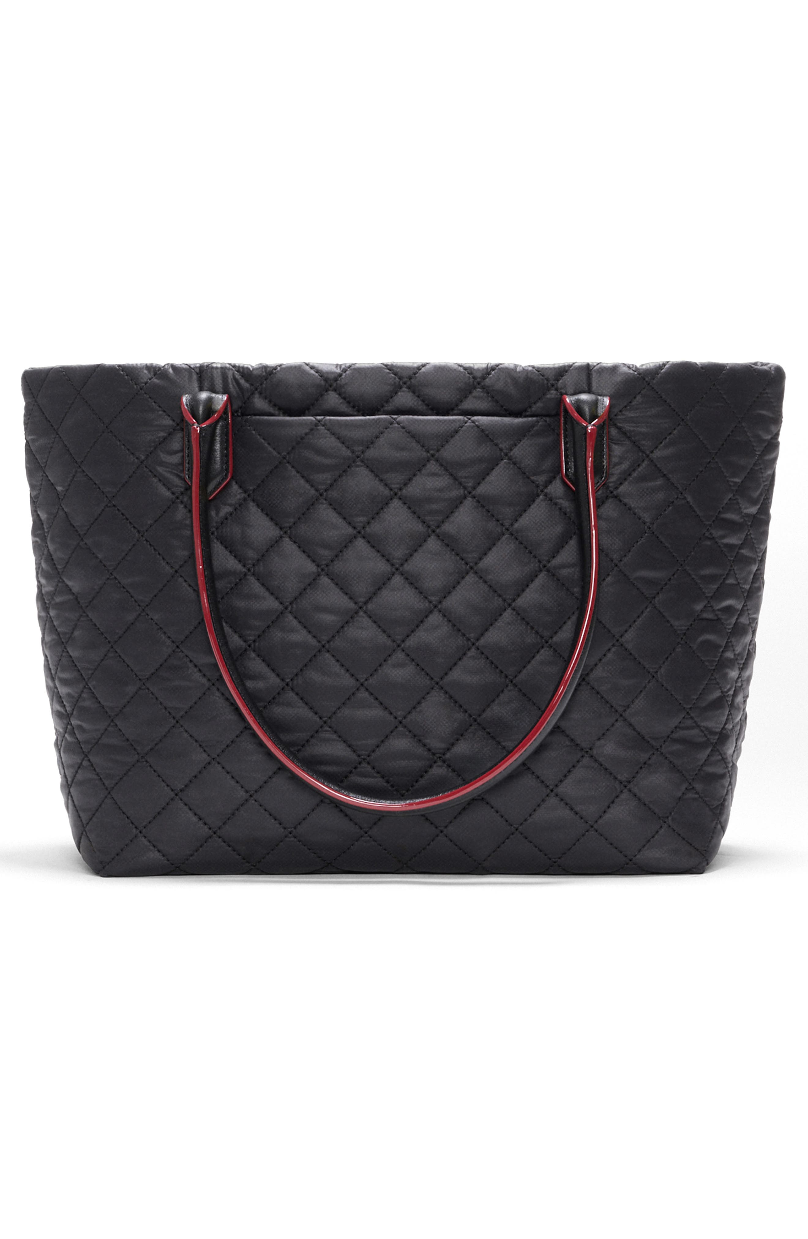 Daily Small Quilted Nylon Tote, Alternate, color, BLACK