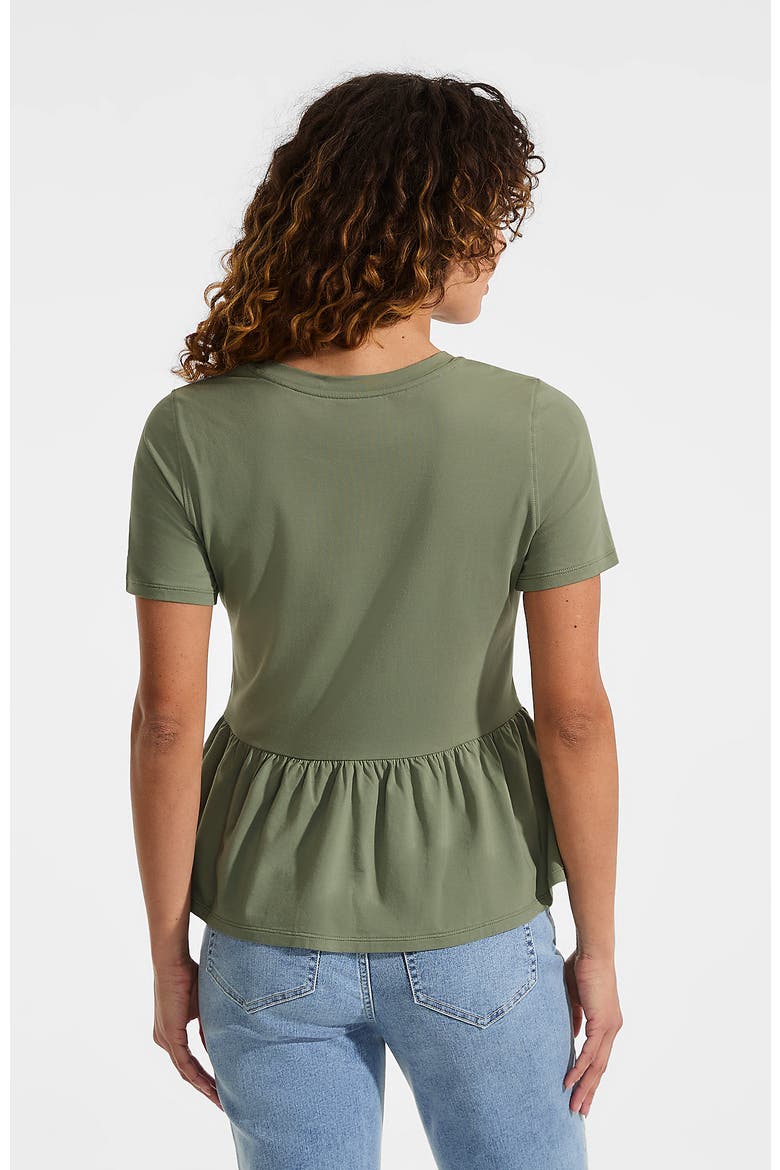 Short Sleeve Lightweight Jersey Crew Neck Peplum Tee, Alternate, color, Sage