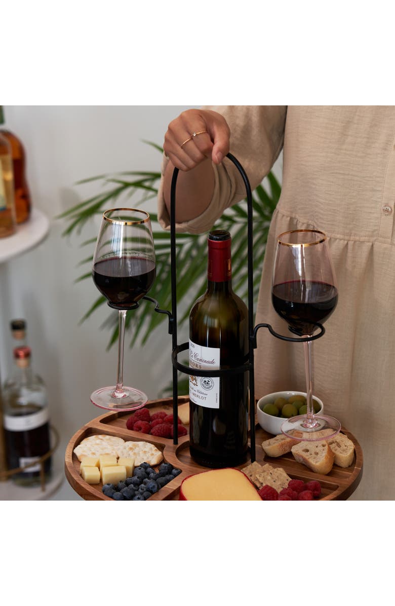 TWINE Wine and Cheese Caddy, Alternate, color, Brown