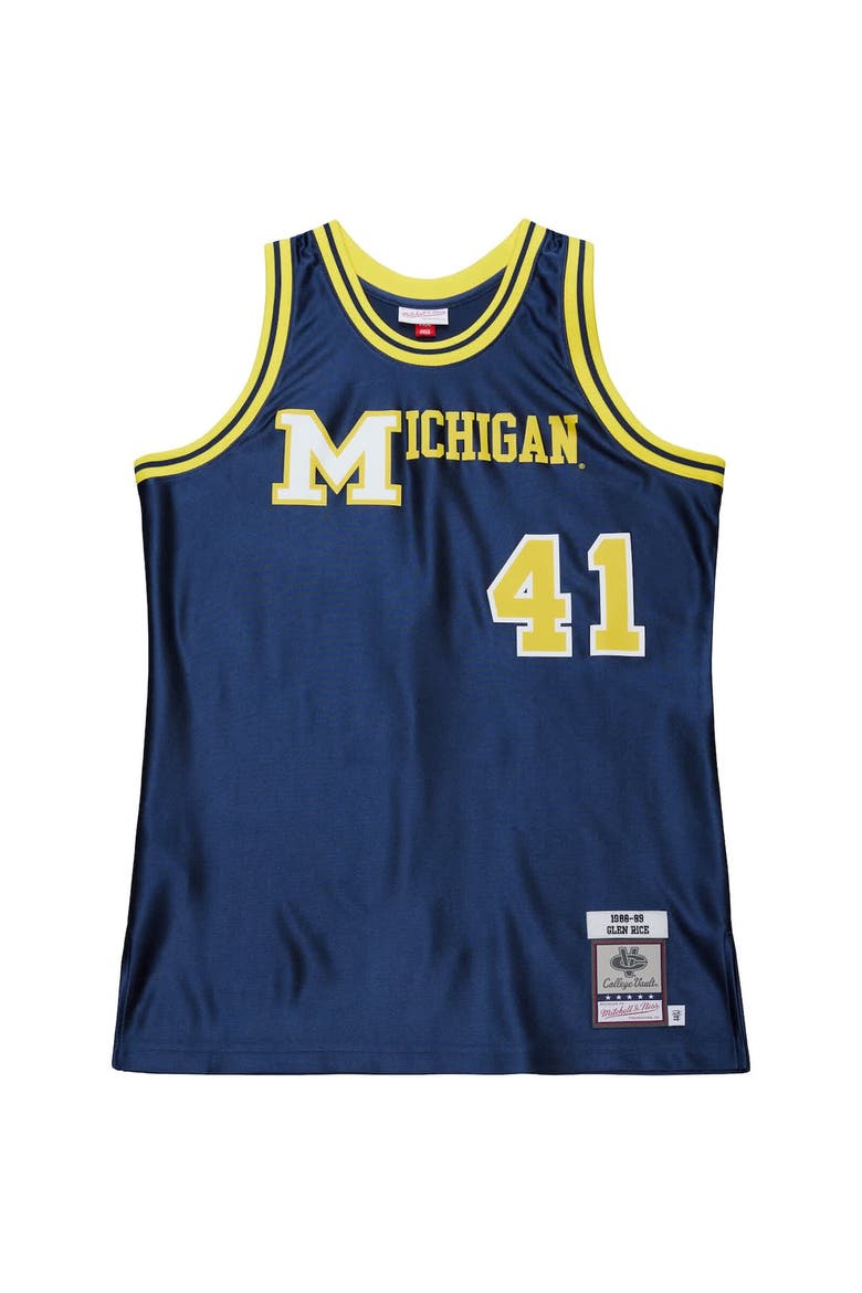 Men's Mitchell & Ness Glen Rice Navy Michigan Wolverines 1988/89 Authentic Jersey, Alternate, color, Navy