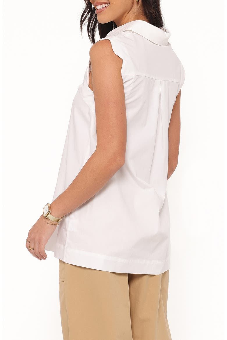 Deirdre Scalloped Sleeveless Cotton Shirt, Alternate, color, WHITE
