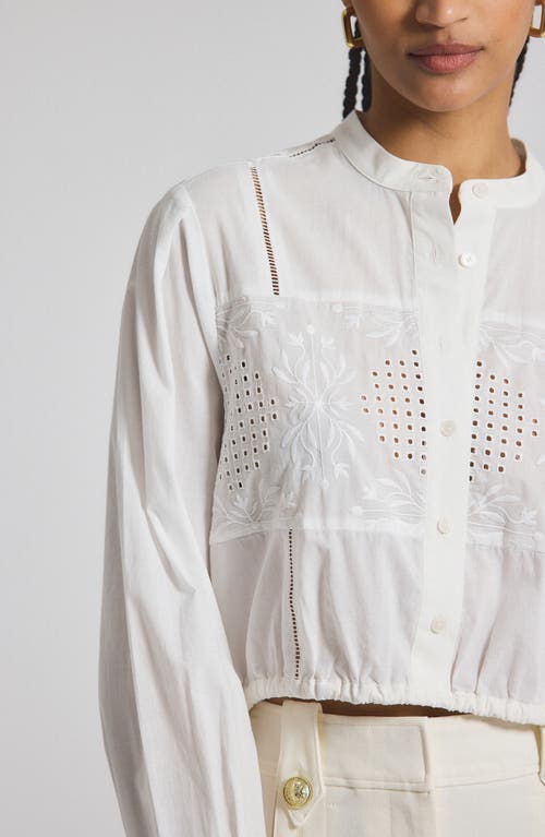 Derek Lam 10 Crosby Malory Garden Tile Cotton Eyelet Button-up Shirt In White