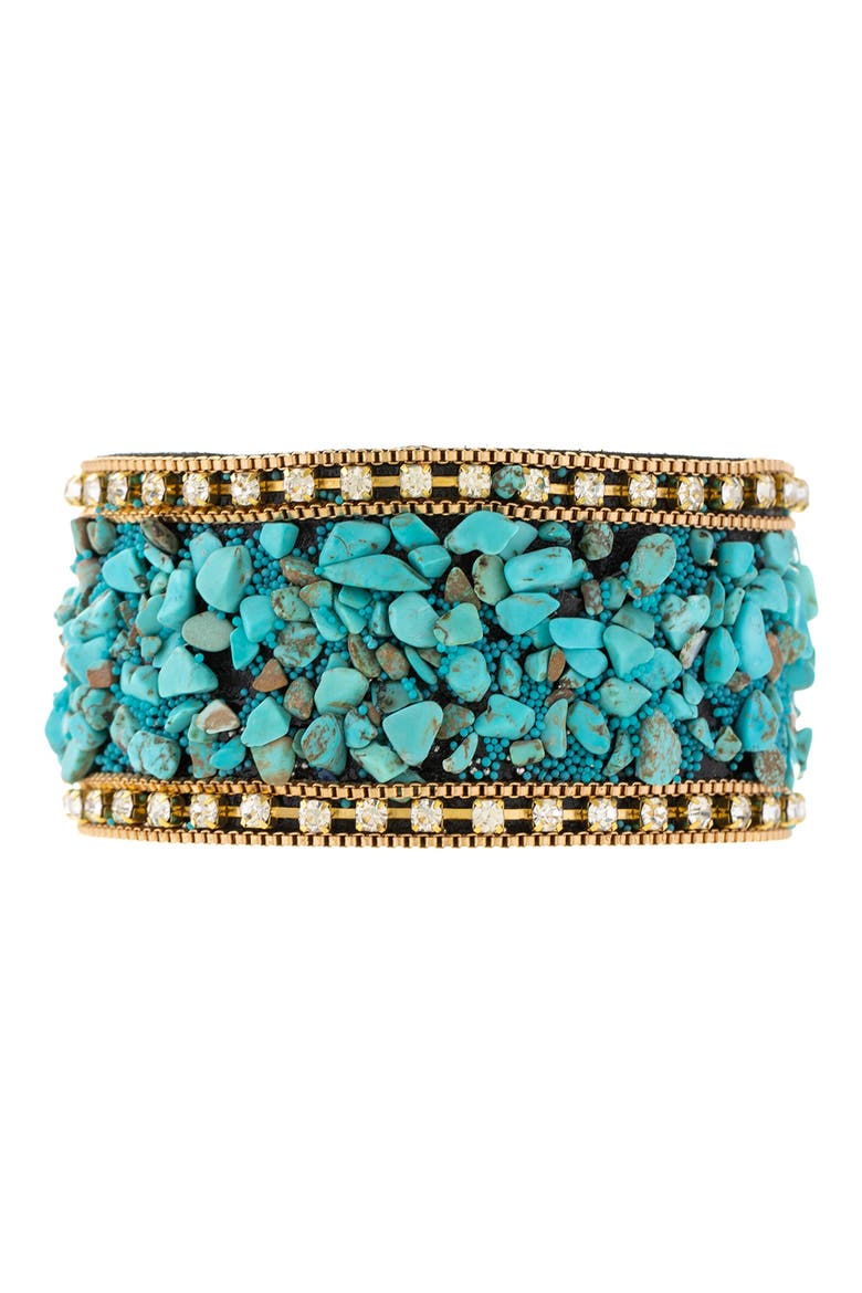 Gravel Beaded Bracelet, Main, color, AQUA BLUE