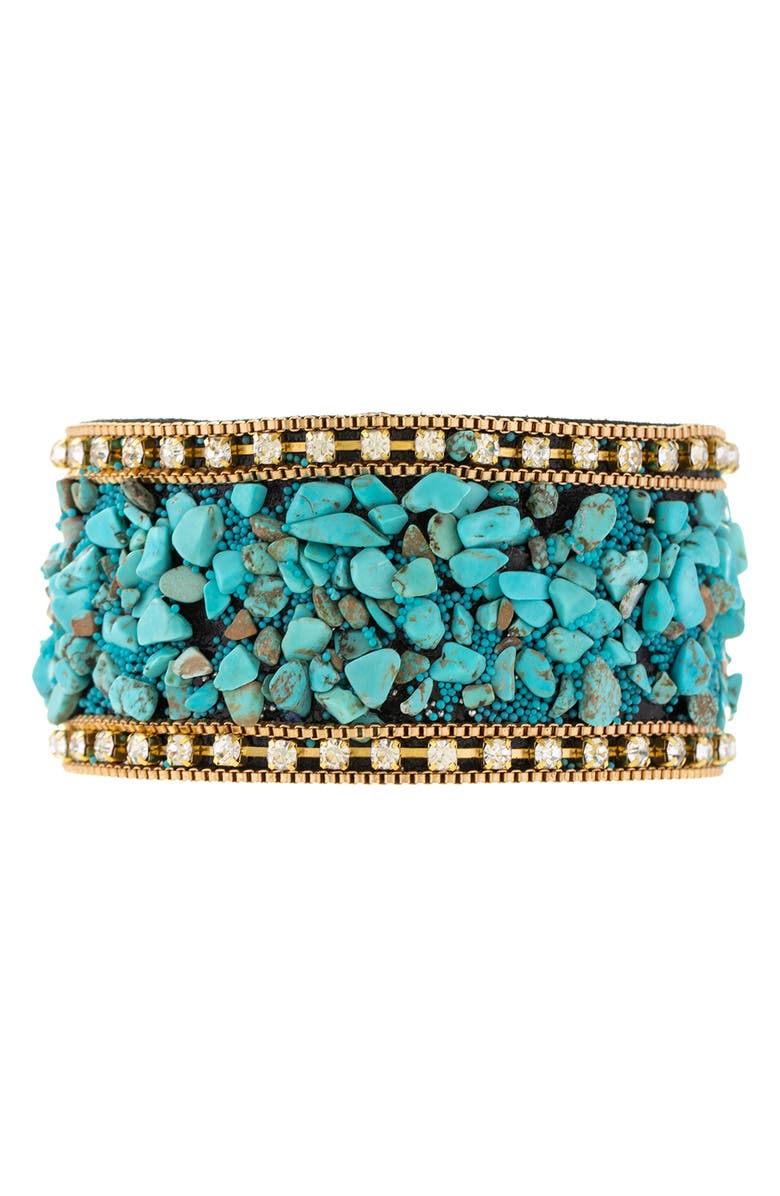 SAACHI Gravel Beaded Bracelet, Main, color, Aqua Blue