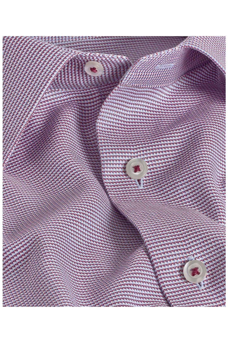 Trim Fit Dobby Micro Check Cotton Dress Shirt, Alternate, color, MERLOT/ SKY