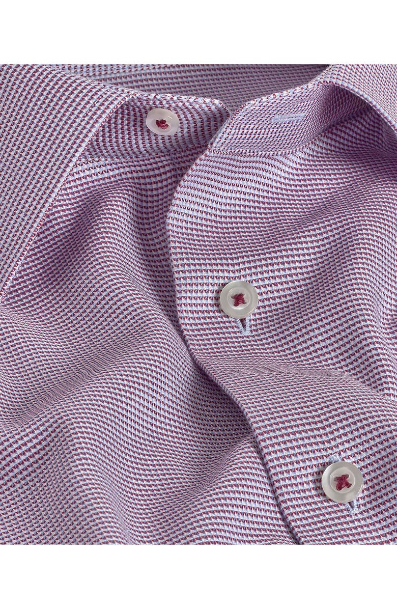David Donahue Trim Fit Dobby Micro Check Cotton Dress Shirt, Alternate, color, Merlot/ Sky