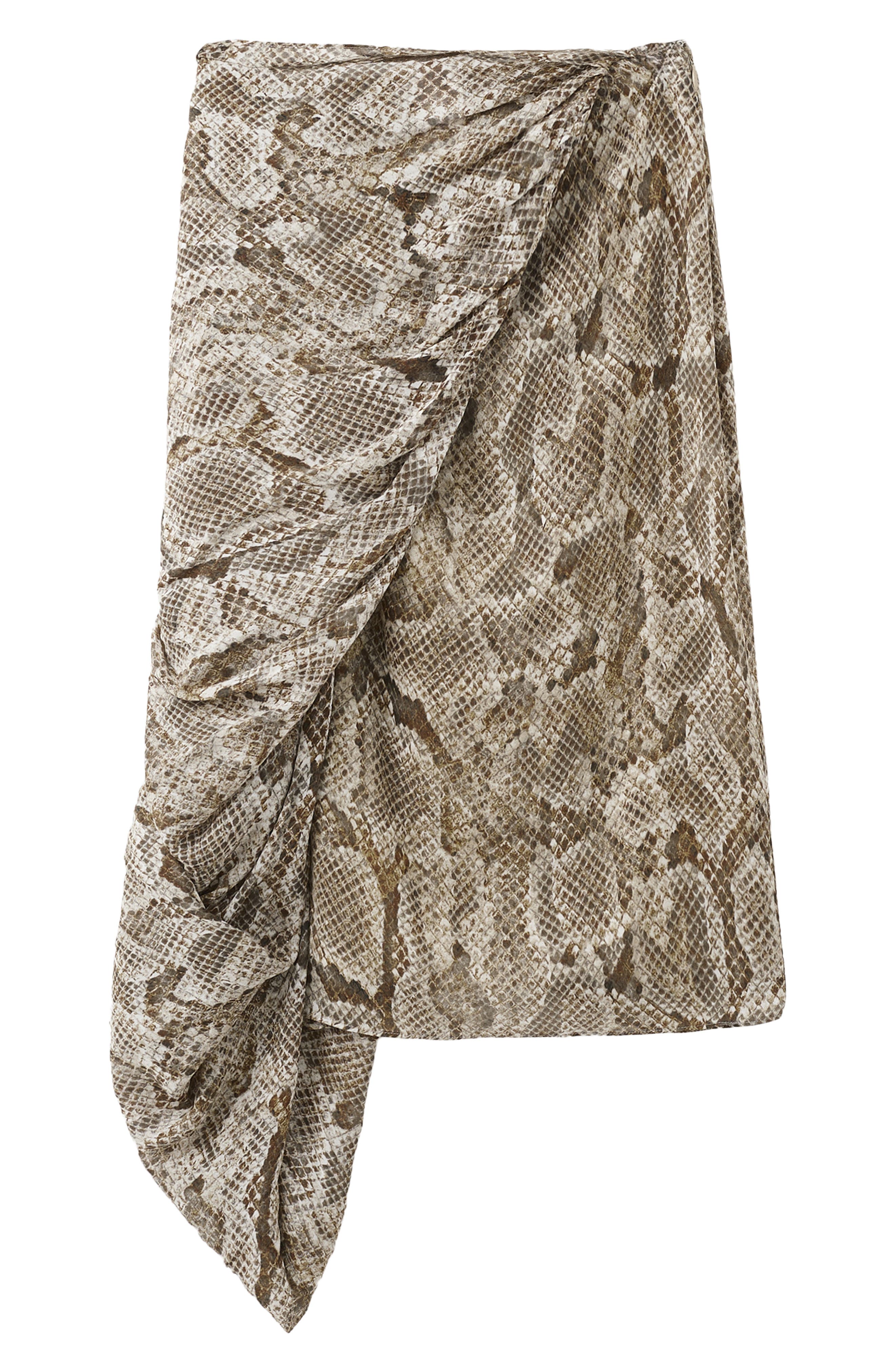 Mango Animal Print Faux Wrap Midi Skirt In Brown