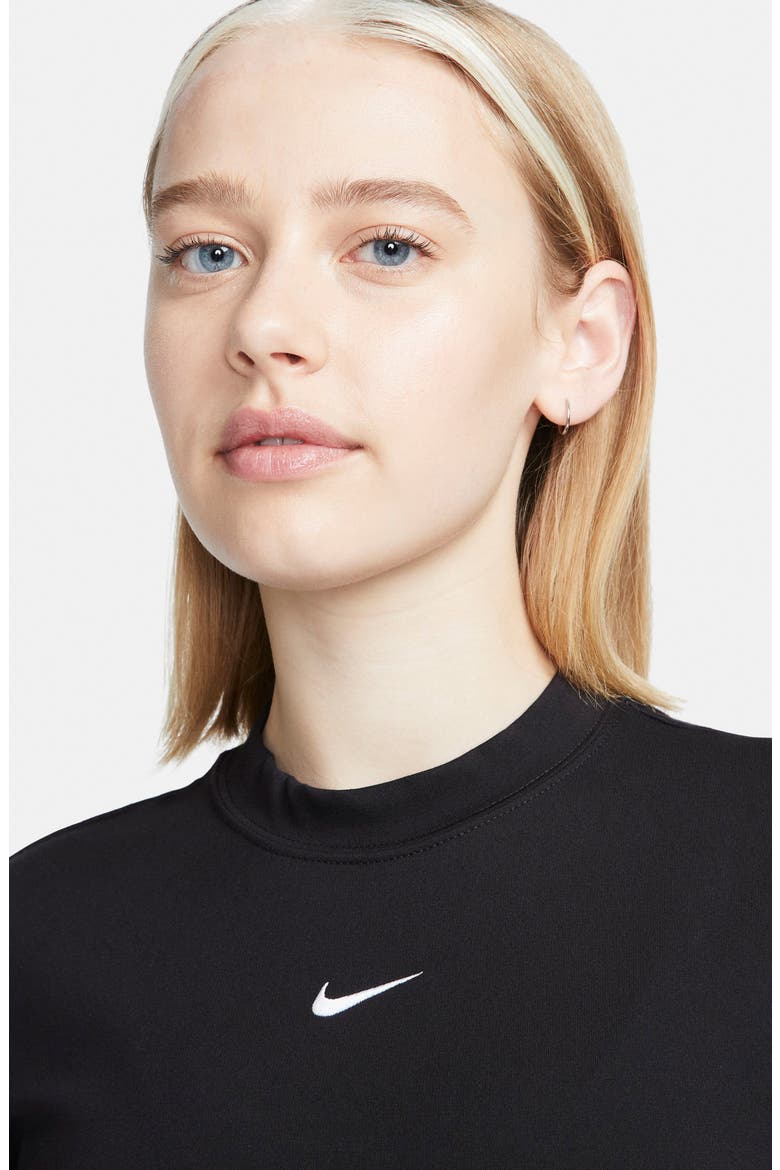 Sportswear Essential Crewneck Midi Dress, Alternate, color, BLACK/ WHITE