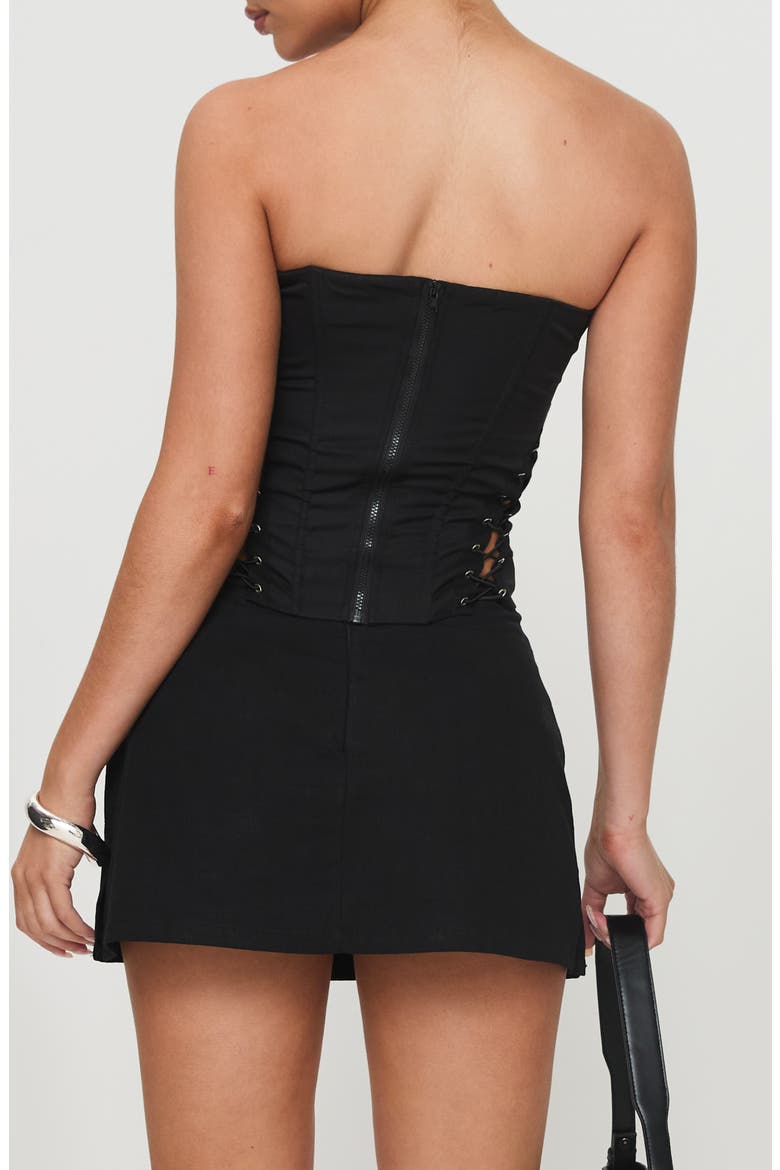 Eden Lace-Up Strapless Corset, Alternate, color, BLACK