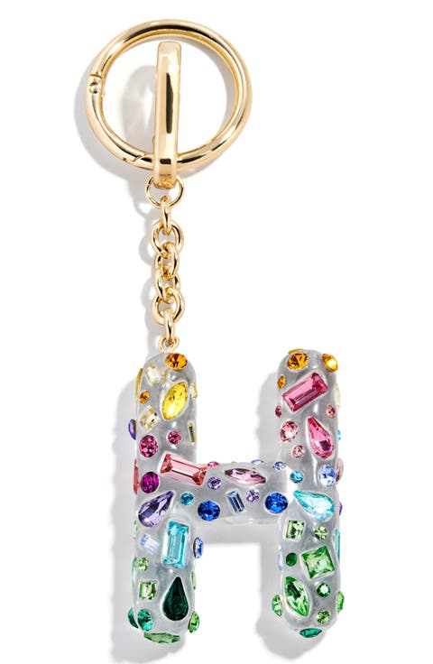 Crystal Initial Key Ring Bag Charm