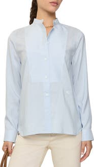 Burberry Relaxed Fit Striped Silk Poplin Shirt