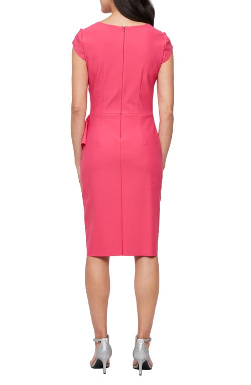 Alex Evenings Compression Collection Tulip Sheath Cocktail Dress In Geranium