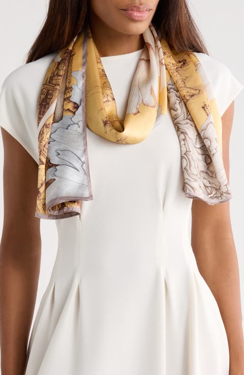 Floral Print Silk Scarf