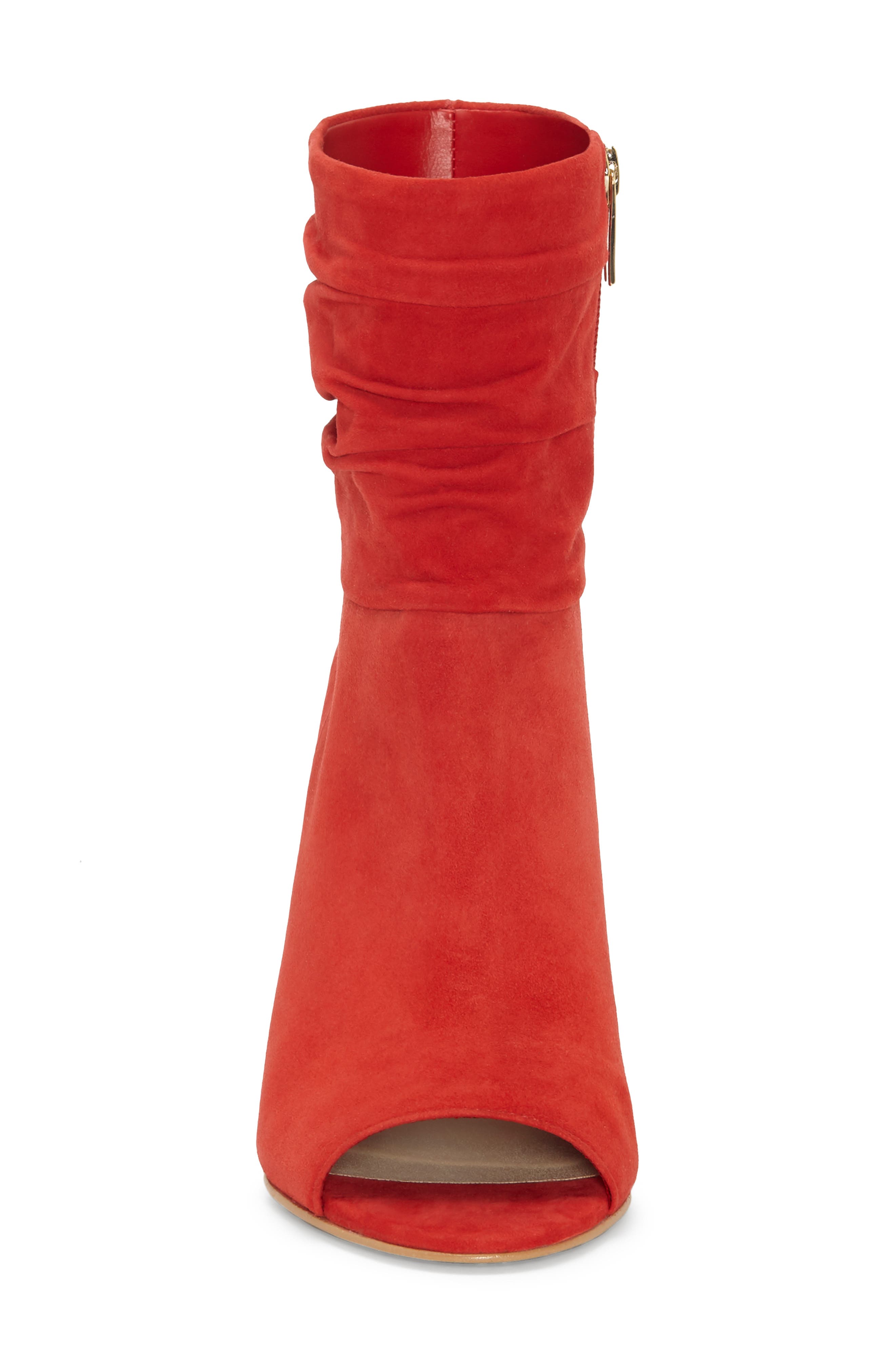 Catillia Open Toe Bootie, Alternate, color, TOMATOE TANGO SUEDE