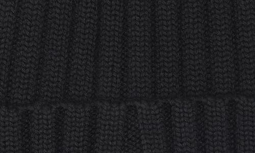 Moncler Logo Patch Rib Wool Beanie In Black