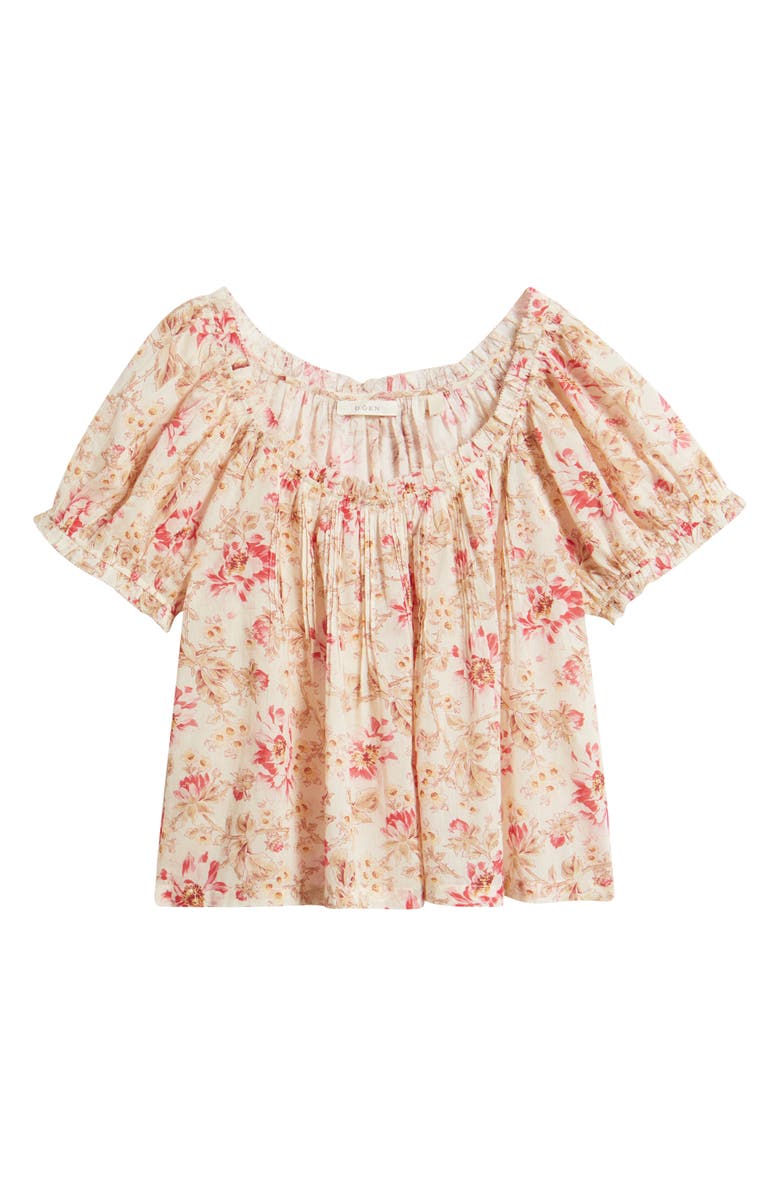 DÔEN Frederica Floral Pleated Organic Cotton Top, Alternate, color, Fleurs De Provence
