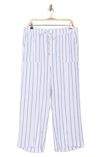 Shop Ellen Tracy Wide Leg Linen Blend Drawstring Crop Pants