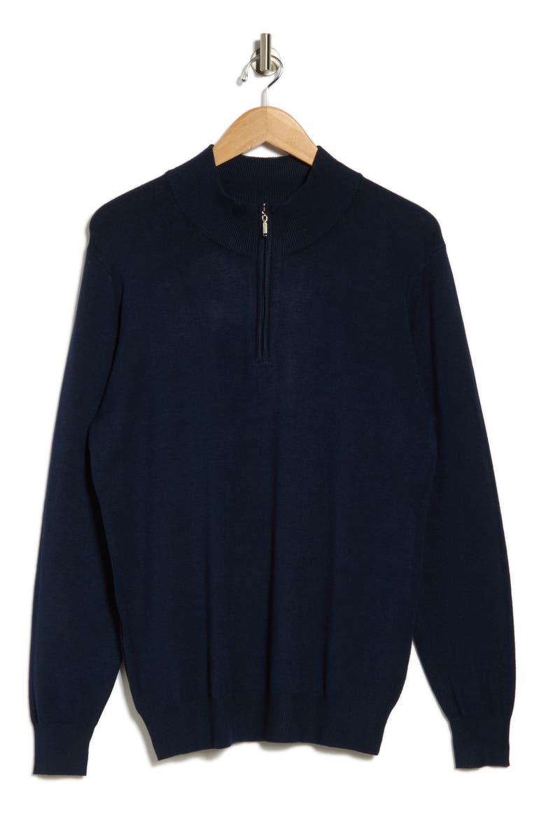 Slim Fit Quarter Zip Sweater, Alternate, color, NAVY