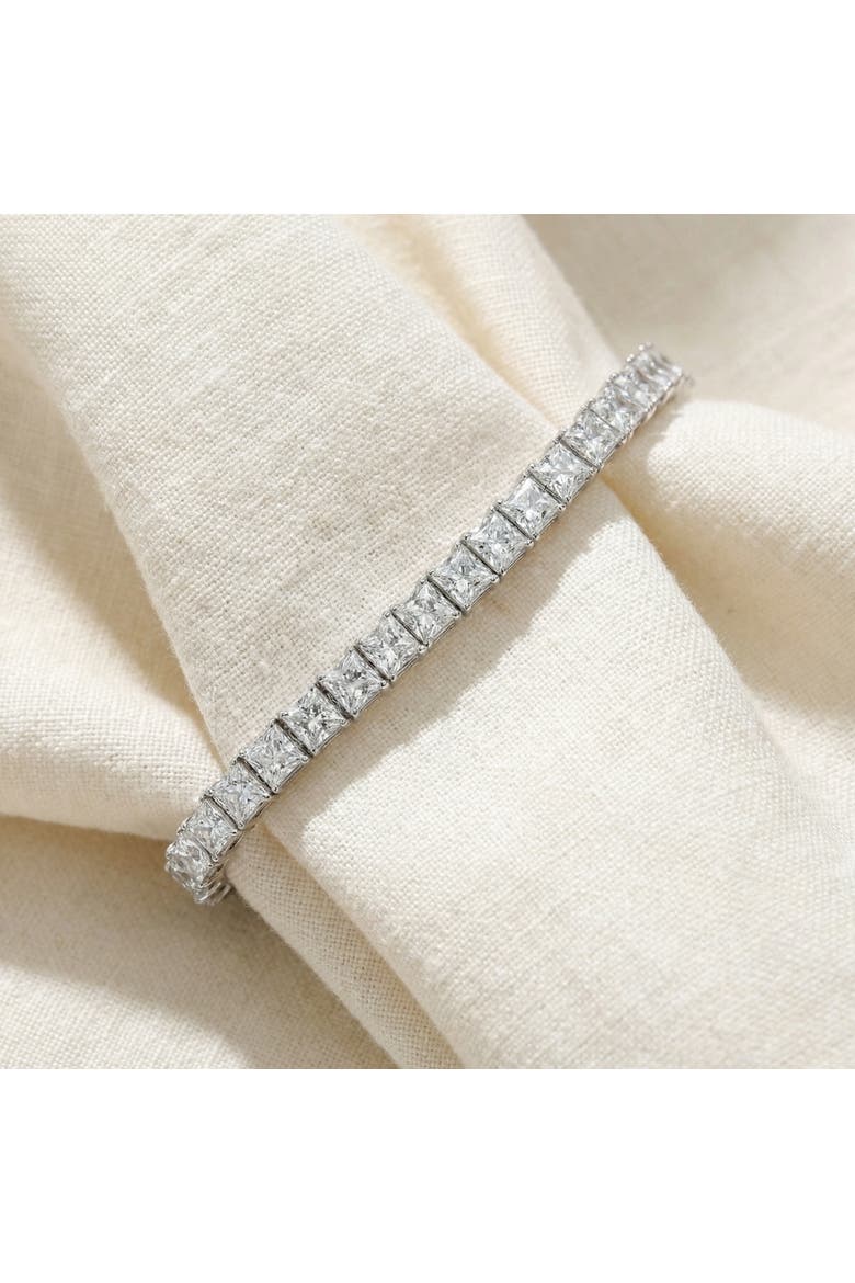 16.30Ct Princess Cut Diamond 7" Tennis Bracelet 14k Gold Lab Grown, Alternate, color, 14k White Gold