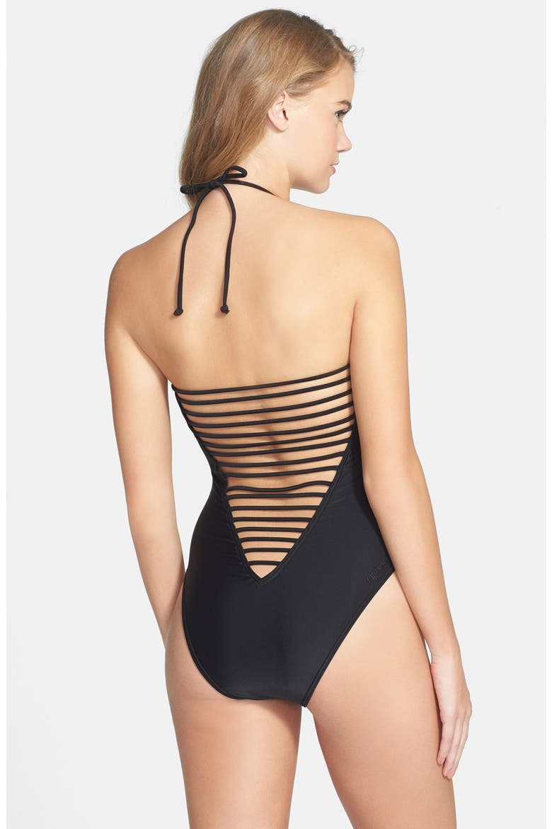 'Love N Surf' One-Piece Swimsuit, Alternate, color, BLACK