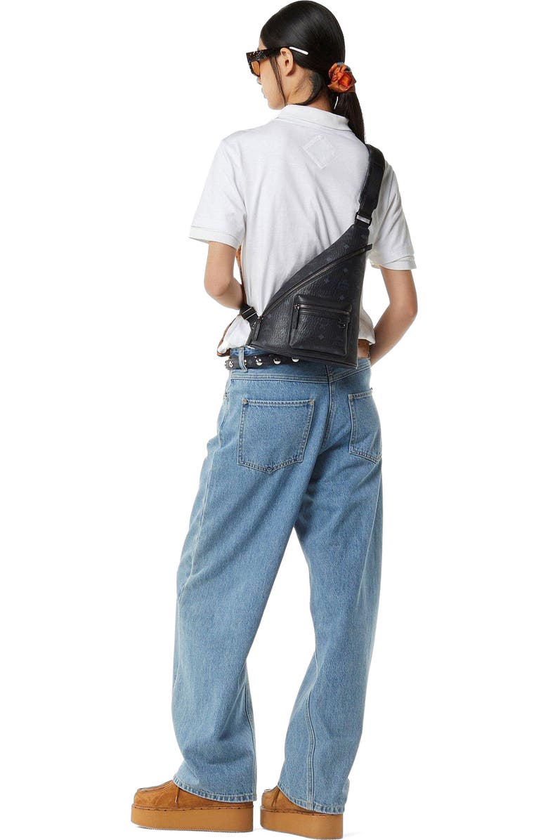 MCM Mini Aren Sling in Visetos, Alternate, color, Bk