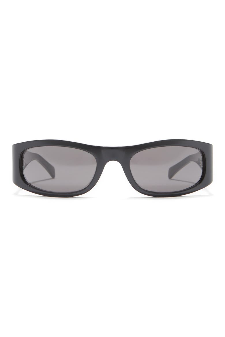 55mm Oval Sunglasses, Main, color, SHINY BLACK / SMOKE