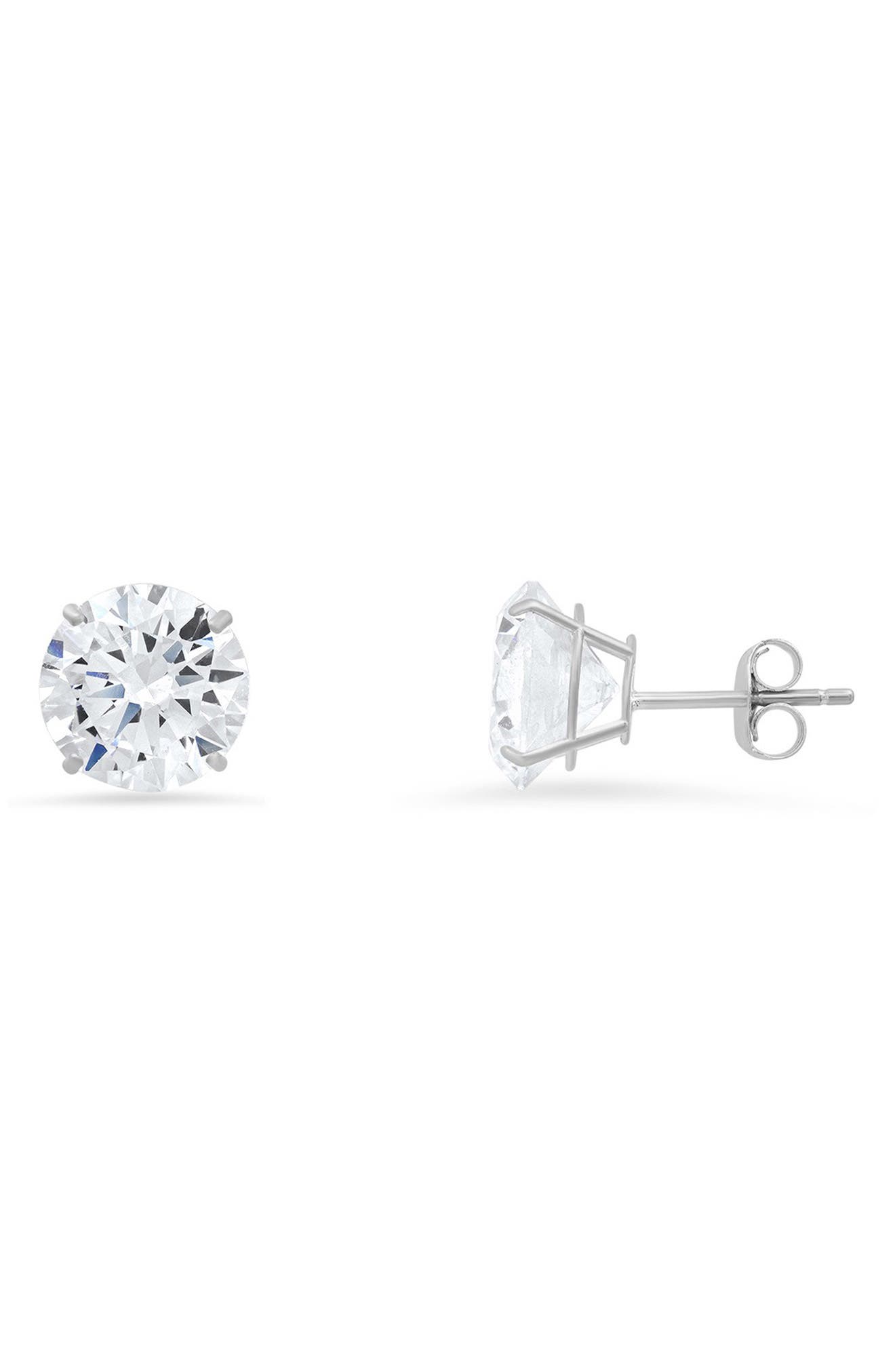 Queen Jewels 10K Gold Round Cubic Zirconia Stud Earrings