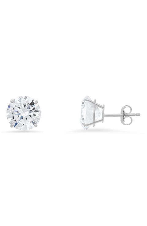 10K Gold Round Cubic Zirconia Stud Earrings