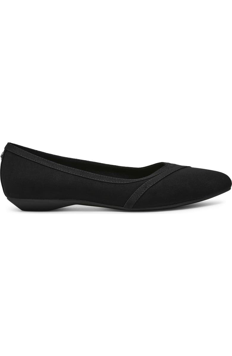 Anne Klein Oceanus Almond Toe Knit Flat, Alternate, color, Black Stretch