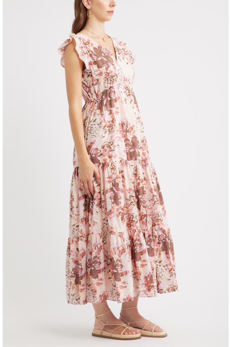 Floral Print Cotton Midi Dress, Alternate, color, PINK WHIMSY BLOOM