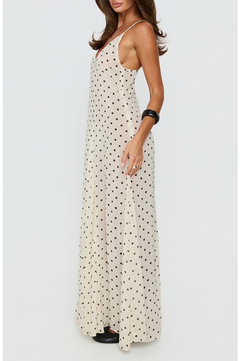 Loulah Polka Dot Chiffon Maxi Dress, Alternate, color, CREAM POLKA DOT