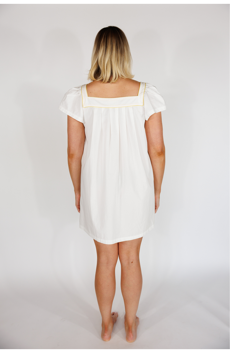 In My Sundays Short Day Dress, Alternate, color, Crisp White With Lemon