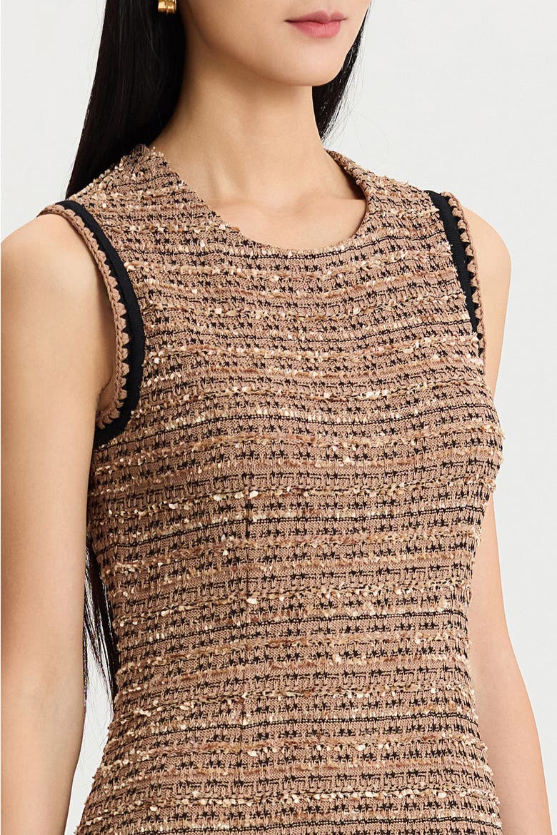 A-Line Eyelash Tweed Knit Dress, Alternate, color, Warm Taupe/Black